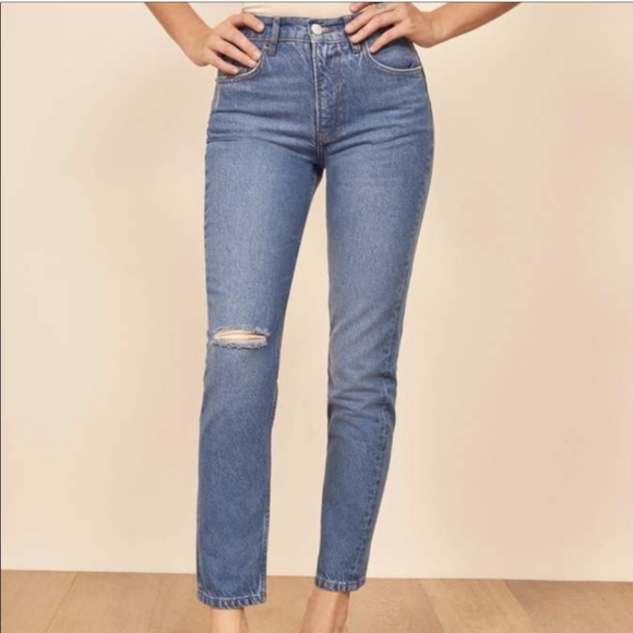 🌹♻️🇺🇲REFORMATION- Cigarette HIGH Waist JULIA JEAN Mom Straight Slim - Picture 3 of 8